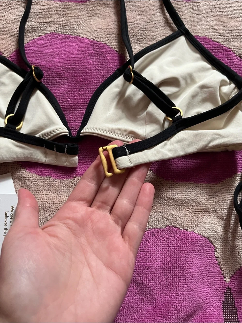 NWT- L*Space V Cut Wire Bikini Top and Joy Bottom Bitsy in Cream/Black XS
